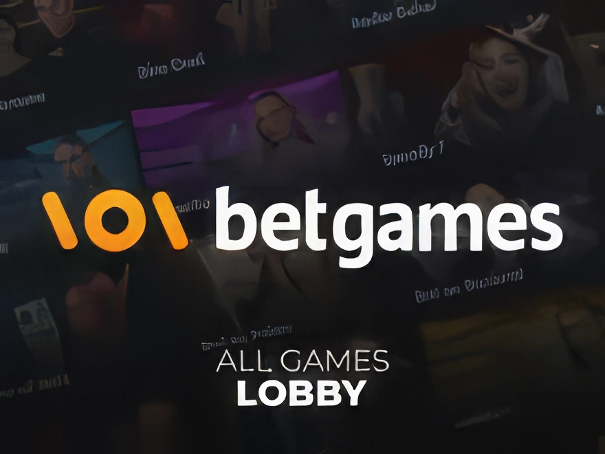 Logo dostawcy gier Betgames w tle jego katalogu gier